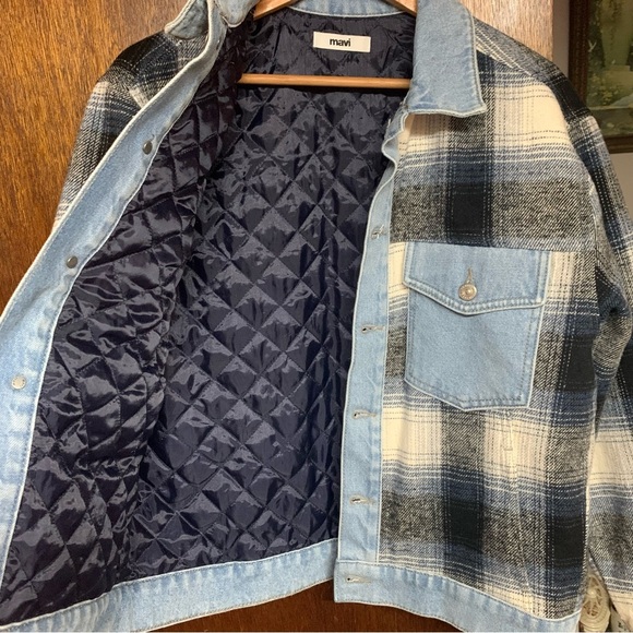 Mavi Nellie Denim Jacket Denim Jacket | Grey Plaid NWOT A3 - Picture 10 of 12